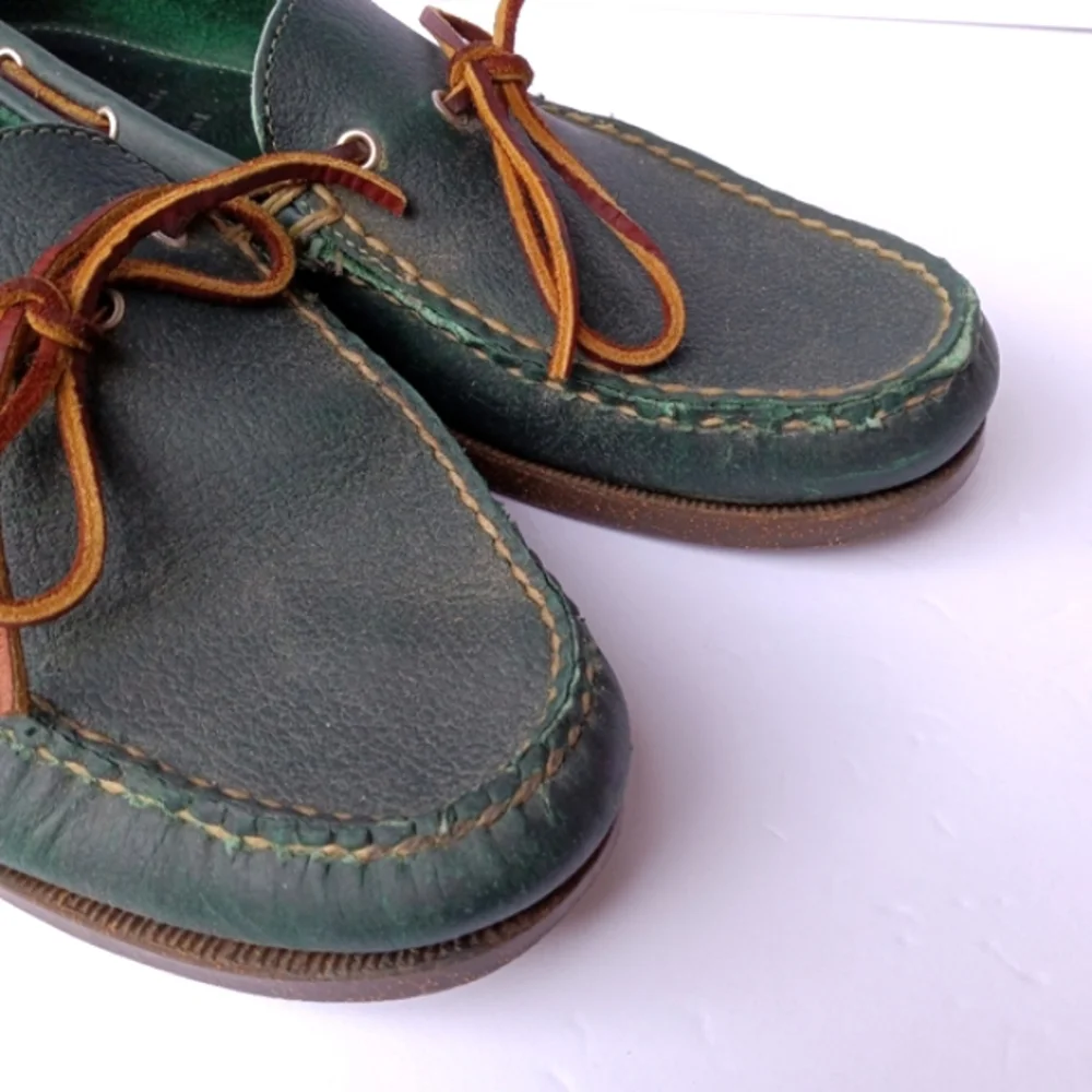 Allen Edmonds Green Northland Classic Green Leather Boat Shoes